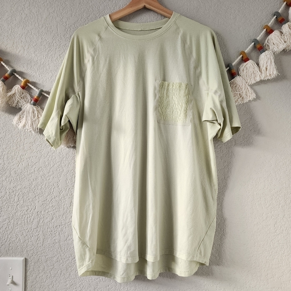 Lululemon Ventilated Hiking Short Sleeve Top Dewy Green Sweat Wicking Outdoor L
